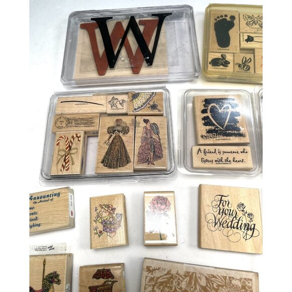 Lot 71 STAMPIN' UP Stamp Affair Rubber Stampede Inkadinkado WOOD STAMPS New/Used - Picture 2 of 9